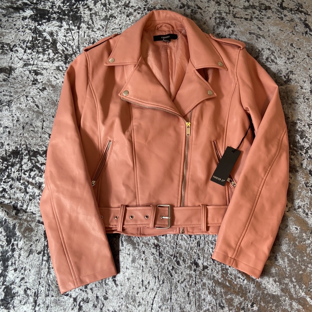 Forever 21 Pink Leather Jacket. Medium size. Never worn still with tag on it.